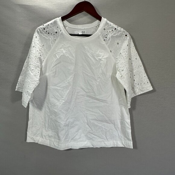Kut From the Kloth Top  Womens Small White Cotton Eyelet Short Sleeve Blouse - Picture 1 of 7